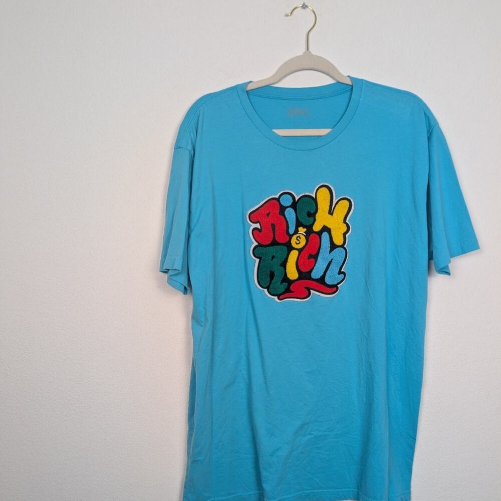 Outrank Blue Rich Rich Embroidered Short Sleeve Tee Size XL - Picture 3 of 6